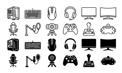 PC Gaming Setup and Accessories Icons © Mahmudul