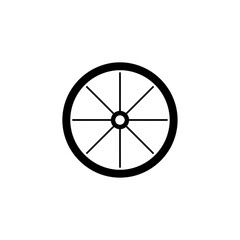 Fototapeta premium A Simple Representation of a Wagon Wheel or a Bicycle Wheel, Symbolizing Motion, Journey, and Progress