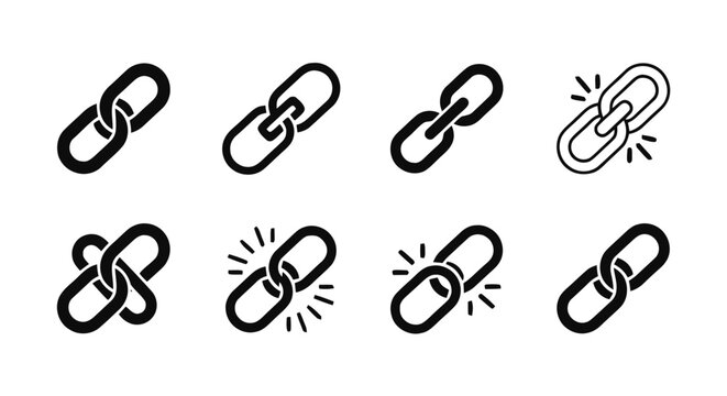 Vector illustration&nbsp;of link chain icon set for web and interface design on a transparent background
