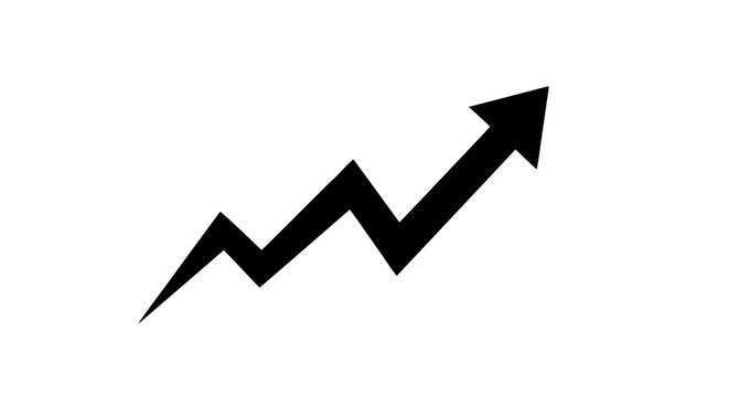 Vector illustration&nbsp;of black upward trending arrow graph icon on a transparent background