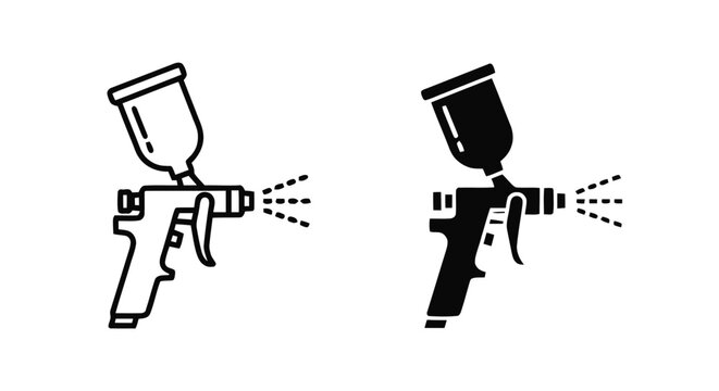 Vector illustration&nbsp;of spray gun icon set, painting tool vector illustration on a transparent background