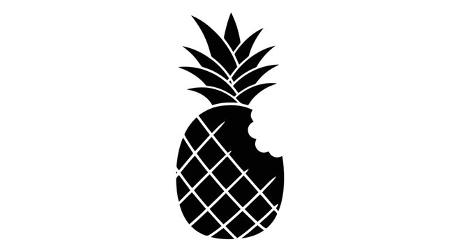 Vector illustration&nbsp;of black silhouette of a bitten pineapple icon on a transparent background