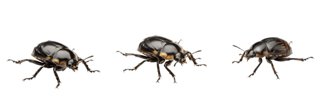 Four-spotted Sap Beetle Glischrochilus quadrisignatus isolated on white background, black beetle with yellow spots macro photography, detailed entomology specimen nature asset