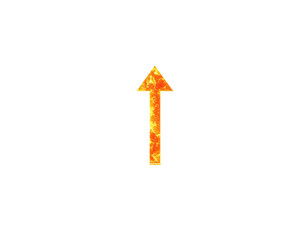 Fototapeta premium Fiery upward arrow against stark black background