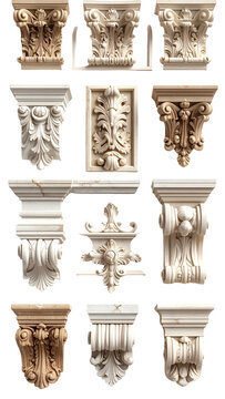 Variety of sculpted architectural corbels and details