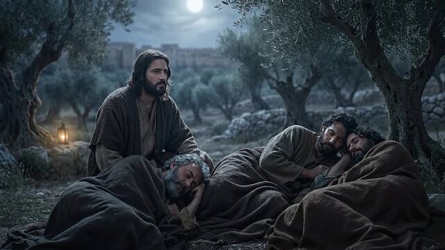 Jesus Finding His Disciples Sleeping in Gethsemane