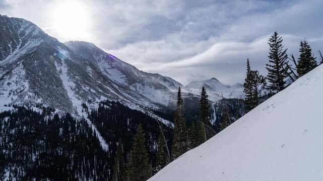 Mountainside windy snow 