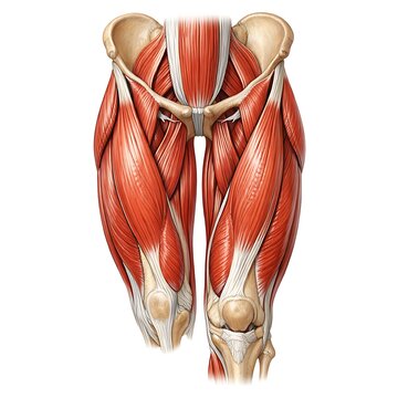 Human Male Anatomy Illustration of Pelvis, Hip, and Thigh Muscles - Anterior View Medical Diagram