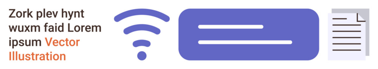 Networking, internet services, online communication, digital data exchange, cloud storage, remote work. wireless signal, message bar and document icon. Networking and internet services concept