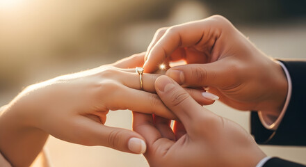 A close up of a female hand with a beautiful manicure and wedding ring holding a stethoscope, bandage, and touching a finger to her lips for a healthcare beauty treatment