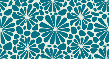 Abstract Floral Seamless Pattern with Geometric Flower Shapes © Begum