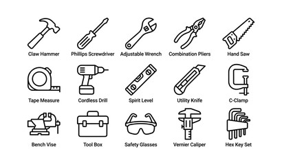 Fototapeta premium Set of essential hand and power tools for construction and repair work