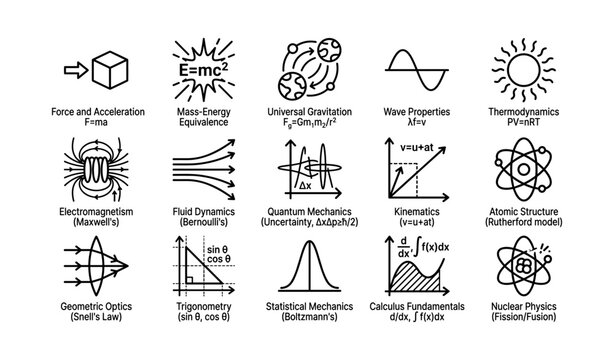 Physics concepts illustrated: key principles and formulas in science