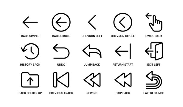 Arrow and navigation icons set for interface design