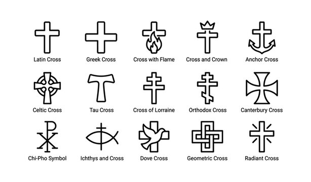 Iconic christian cross designs and symbols