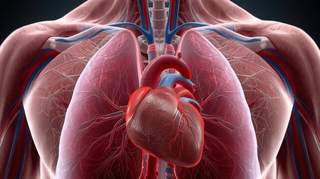 Human Heart and Lungs Anatomy Visualization &ndash; Cardiovascular and Respiratory System
