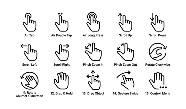Gesture icons for touch interface controls and navigation