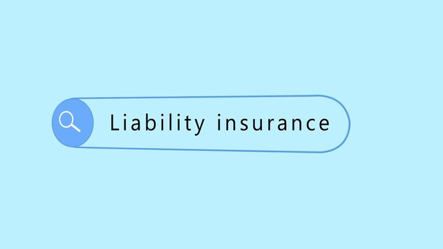 Typing words Liability insurance into search box, looking for personal liability coverage and third-party insurance information, search bar close-up, footage
