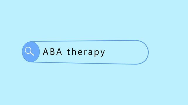 Typing word aba therapy into search box, looking information about ABA for people with autism and developmental disorders, search bar close-up, footage