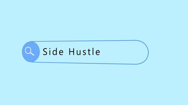 Typing words Side Hustle into search box, looking for side job and extra income information, side gig tips, search bar close-up, footage