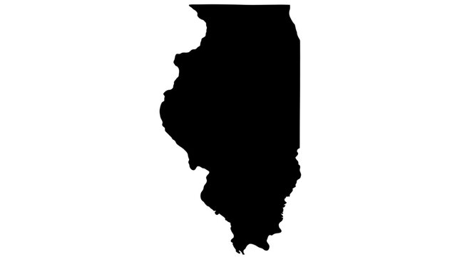 Illinois State Map Silhouette - High-Contrast Black Shape of US State Illinois on White Background