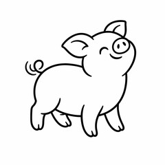 Obraz premium Cute cartoon pig coloring page for kids with simple animal outlines