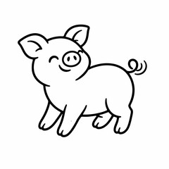 Fototapeta premium Cute cartoon pig vector illustration with funny animal characters