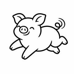 Obraz premium Cute cartoon pig character smiling in a simple vector illustration isolated on white background