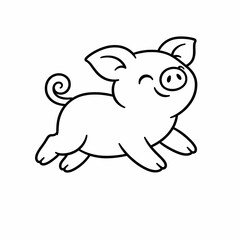 Fototapeta premium A happy cartoon illustration of a cute pig character having fun 