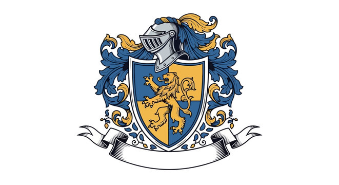 Coat of Arms with Lion Crest Emblem.