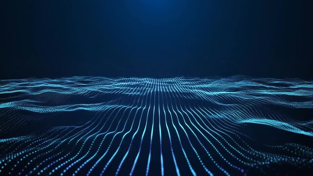 Futuristic blue digital wave pattern with glowing lines