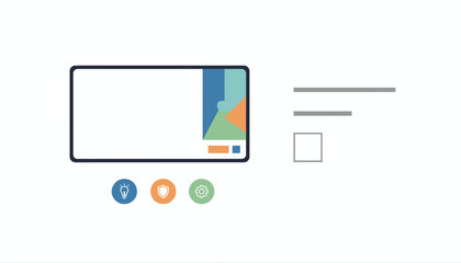 Minimalist website UI UX layout with flat digital icons on white