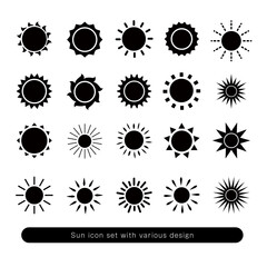 多様なデザインの太陽アイコンセット