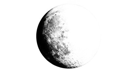 Obraz premium Digital illustration of a high contrast moon surface isolated on white background