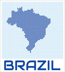 Fototapeta premium Brazil dot map. Dotted shape of the country. Brazil boundary dots with title. Vector illustration.