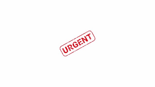Urgent Red Rubber Stamp Animation, Grunge Effect, White Background, Priority Label 4k video
