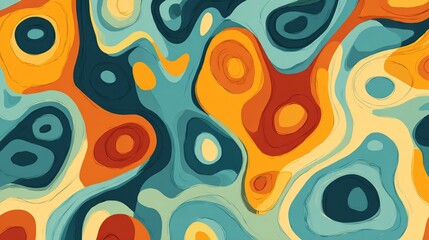 Fototapeta premium Vibrant abstract fluid shapes in shades of orange, blue, and yellow