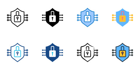 Data Breach Coverage icons set multiple style collection. Editable stroke 
