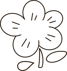 Obraz premium Hand Drawn Flower Line Art Cute Cartoon Floral Icon With Leaf Stem Doodle For Kids and Decoration