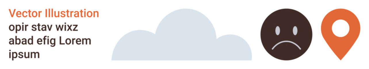 Fototapeta premium Emotions, navigation, moods, weather forecasting, sadness, location services. A cloud, sad face and location pin in a conceptual design. Emotions and navigation concept