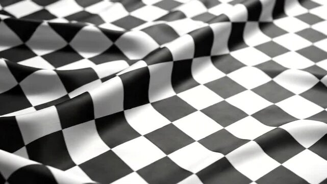 Waving Checkered Racing Flag in Motion.