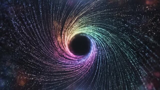 Colorful particle vortex swirling in dark space