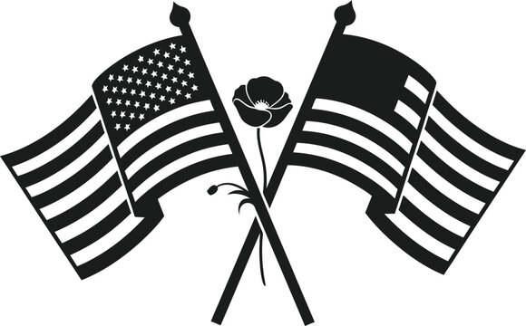 Memorial day tribute with american and pow mia flags