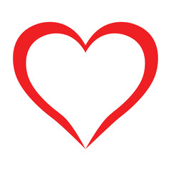 Red Outline Love Heart Icon Romantic Symbol Vector