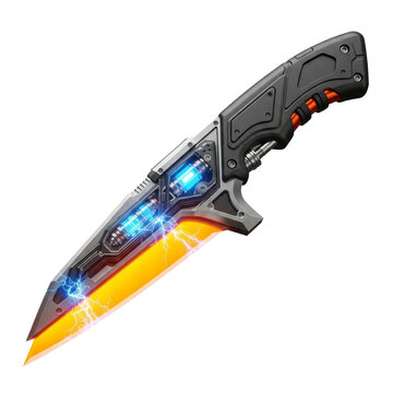 Sci-fi knife with glowing blade and energy effects