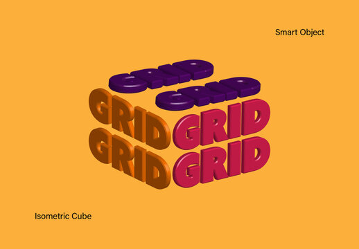 Isometric Grid Cube Text Effect