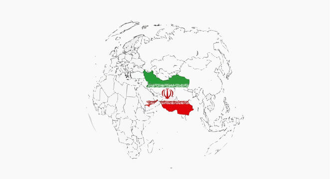world map with   iran