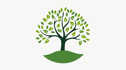 Obraz premium Stylized green tree silhouette on white background for environmental concepts