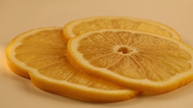 Overlapping lemon slice citrus pattern background with slow highlight sweep and subtle segment shadow movement