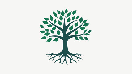 Obraz premium Stylized green tree silhouette on white background for graphic design